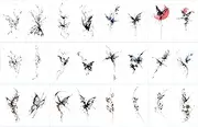 24 Sheets Ink And Wash Colored Butterfly Temporary Tattoo Stickers Butterfly Clavicle Arm Stickers