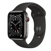 Apple Watch Series 6 44mm GPS + Cellular Graphite Stainless Steel w/ Black Sport Band