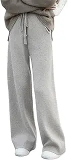 [Generic] Women's High Waisted Drawstring Sweatpant 100 Percent Solid Wool Palazzo Pants Stretchy Lounge Jogger Pants