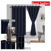 Premium Navy Blackout Window Treatments - Noise Reduction & UV Block, 2 Panels
