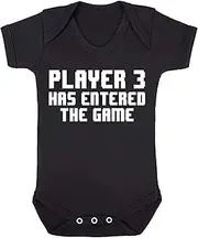 Reality Glitch Player 3 Has Entered The Game Short Sleeve Babygrow (6-12 Months, Black)
