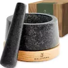 WALDWERK Mortar and Pestle - Mortar and Pestle Set with Anti-Scratch Oak Wood -