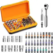 ORIA Ratchet Screwdriver Set, 42 in 1 Ratchet Screwdriver Socket, Magnetic Repair Tool Kit with 30 Bits, Extension Rod, 72-Tooth Torque Wrench, for Home Appliances, DIY Projects, Cars, Bicycles