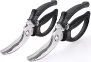 2 Pack Heavy Duty Stainless Steel Scissors Poultry Shears for Chicken Bones Meat