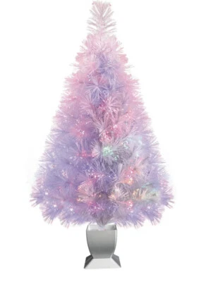 Holiday Prelit LED Fiber Optic Spruce Artificial Christmas Tree 32in Silver Grey