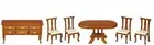 Dolls House Victorian Walnut Dining Furniture Set with Oval Pedestal Table 1:12