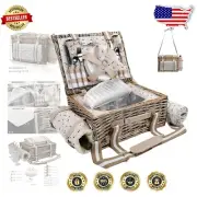 Handmade Wicker Picnic Basket Set with Stylish Blanket for Romantic Outings