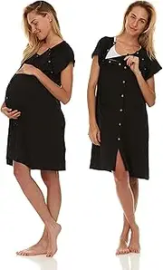 [Ezi] Women Labor and Delivery Gown - Soft & Comfortable Hospital Gowns for Women - Nursing Nightgowns for Women Breastfeeding