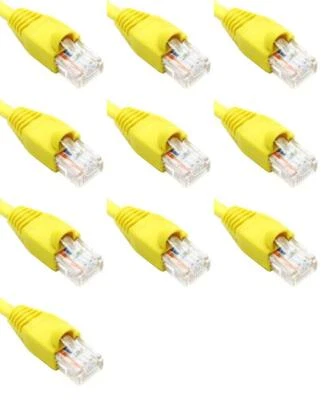 1 Foot Cat6 Ethernet Network Patch Cables Yellow RJ45 m/m (10 Pack)