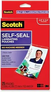 Wholesale CASE of 10 - 3M Self-Laminating ID Clip Style Pouches-ID Pouches, Landscape, 2-7/8"x3-7/8", 25/PK, Clear
