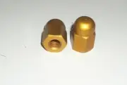 2 NOS Old School BMX Bike Gold Anodized Front Hub Small Axle Nuts