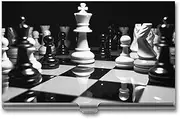 [VFMKT] Slim Metal Business Card Holder Portable Business Card Case Pocket Name Card Holder Black And White Chess Wallet for Men Women Office Travel