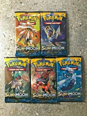 Pokemon TCG 5x Sun & Moon Booster Pack Genuine Factory Sealed (Every Artwork x1)