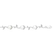 Silver Cult F/w & Cz Flower Link Bracelet in White