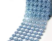 10YD Blue Diamond Bling Mesh Rhinestone Ribbon Wrap Wedding Decoration 4"