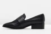 NEW Tony Bianco mayfair black jetta pony hair leather size 7 pointed loafers
