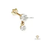 Sparkle Single Invisible Set Diamond Dangle Threaded Stud Earring Conch Piercing