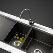 100X45CM Cefito Kitchen Sink Stainless Steel Basin Double Bowl Black
