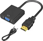 Leloco HDMI to VGA Adapter 1080P (with 3.5mm Audio Jack) Unidirectional HDMI to VGA (Male to Female) Adapter for Computer, HDTV, Desktop, PC, Monitor, Laptop, Xbox, Projector