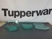 Tupperware Acrylic Preludio Domino 2 Casserole Dishes and 1 Tray Set Of 3 New ,.