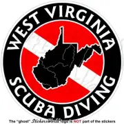 WEST VIRGINIA SCUBA DIVING Flag-Map Shape USA Circular Vinyl Sticker Decal 100mm