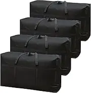 WOPPLXY 4PCS 100L Moving Boxes Large Strong, Black Moving Bags Large Storage Bags with Zip, Heavy Duty Packing Bag for Clothes, Duvet, Blankets, Bedding, Underbed