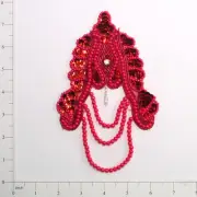 7 x 4 1/4" Oriental Sequin Patches/Appliques, Red