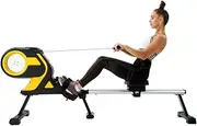Folding Magnetic Rowing Machine with LCD Monitor, Indoor Rower Machine with 46 Inch Slide Rail, for Home Cardio Workout Portable