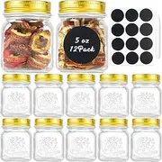 FayrVind 12 Pack 150ml Small Mason Jars with Airtight Lid, Mini Glass Canning Jar for Pickling Fermenting Sauce, Spices, Storing Honey Yogurt Jelly Jams Oats Preserve Jar, 12 Label Pen Included