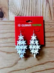 Women's Drop Earrings Snowflake White -Celebrate Together