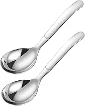 Homoyoyo 2pcs Soup Spoons: 316 Stainless Steel Thick Heavy Duty Round Dinner Spoons - for Serving Ramen Pho Hot Pot and Desserts