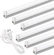 Barrina T5 LED Shop Light, 2FT 6500K (Super Bright White), 1100lm 10W, Corded Electric with ON/Off Switch, Utility Shop, Ceiling and Under Cabinet Light, 6 Packs