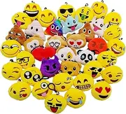 JZK 38 pcs Mini Plush Toy, 5cm/2 inch Emoji Keychain Emoji Keyring for Kids & Adult Birthday Party Favours, Party Bag fillers, Party Supplies Decorations
