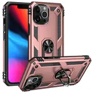 For iPhone 13 Pro Max Case,Armour Shockproof TPU/PC Cover,Ring Holder,Rose Gold