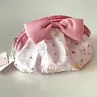 Pink Pink Bow Cosmetic Bags Cloth Zipper Makeup Bag Cute Bear Print Bag