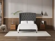 My Style Winged Headboard & Slimline Base - Double / Gunmetal / Slimline Base