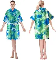 HIVIEWS Surf Poncho Changing Robe with Pocket, Hooded Towel Robe Changing Towel Poncho for Adult, Perfect for Surfing, Swiming, Bathing, Tie-Dye Design Beach Towels Oversized (Blue-Green)