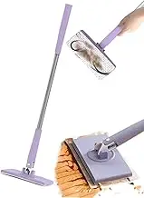 Generic Small Mop - Automatic Cloth Changing | Rotating Flat Dust Mop | Push-Pull Handle Portable Floor Cleaning Tool, Purple