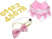 PENIKOKO 1 Set Dog Birthday Crown Glittering Pet Hat and Bow Tie Decoration for Puppy Birthday Celebrations Flexible Design for All Dog Accessories