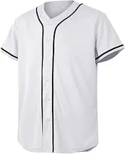 [CUTHBERT] Solid Baseball Jersey Shirt for Men and Women, Plain Casual Short Sleeves Button Down T-Shirt