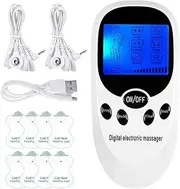TENS/EMS Device Pain Therapy, 2 Channels Stimulation Current Device with 6 Modes & 15 Intensities, Muscle Stimulator with 8 Electrode Pads for Pain Relief & Muscle Building