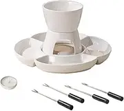Chocolate Fondue Kit, Melt Hot Pot Bowl Set with Fork and Tray Ceramic, Candle Heating Melt Hot Pot Bowl Set for Cheese, Chocolate, Candy