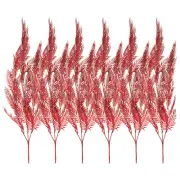6Pcs Artificial Palm Leaves Plants Fake Fronds Faux Greenery Decor, Dark Red