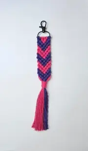Macrame Chevron Keychain Keyring Handmade Swivel Clasp Hook Boho Backpack Purse