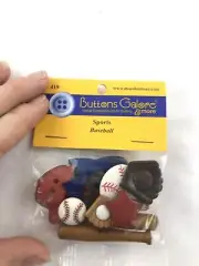 Baseball button craft embellishments NIP