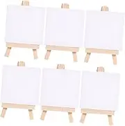 DOITOOL 6 Sets Mini Canvas Easel Wooden Painting Easels with Blank Art Boards for Beginners and Art Hobbies Easy to Carry for Crafting and Imagination Development