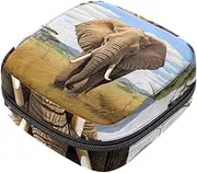 Period Bag,Sanitary Napkin Storage Bag,African Grassland Elephant Animal,Tampon Holder for Purse