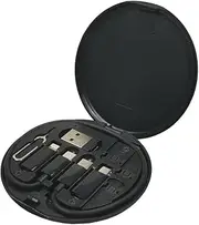 Multifunctional USB Data Cable Set, Storage Box with Multi USB Charging Adapter Cable Kit Micro USB A Type C Lighting, Charging and Data Transfer Cable Kit, Card Storage, Tray Eject Pin. (Black)