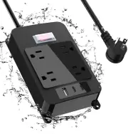 Outdoor Power Strip with USB C, Heavy Duty Waterpoof Surge Protector with 4