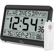 Atomic Clock with Indoor/Outdoor Temperature Self-Setting Digital 4 Time Zones